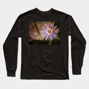 Passion flower close-up with berry filter - a study in green and purple Long Sleeve T-Shirt